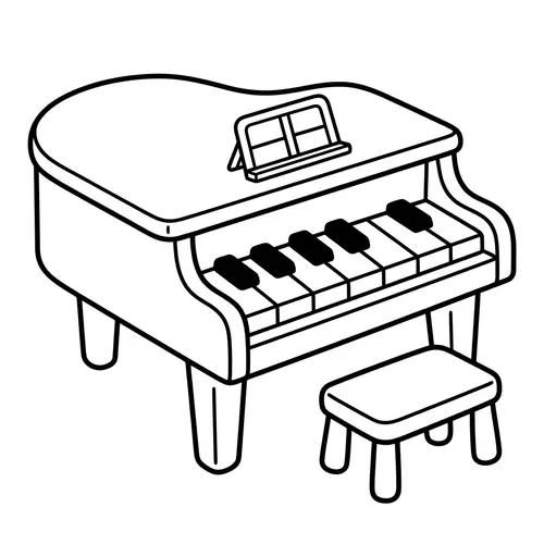 Simple Toy Piano Coloring Page for Kids