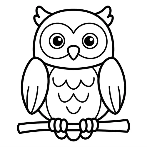 Cute Owl Coloring Page for 1-Year-Olds
