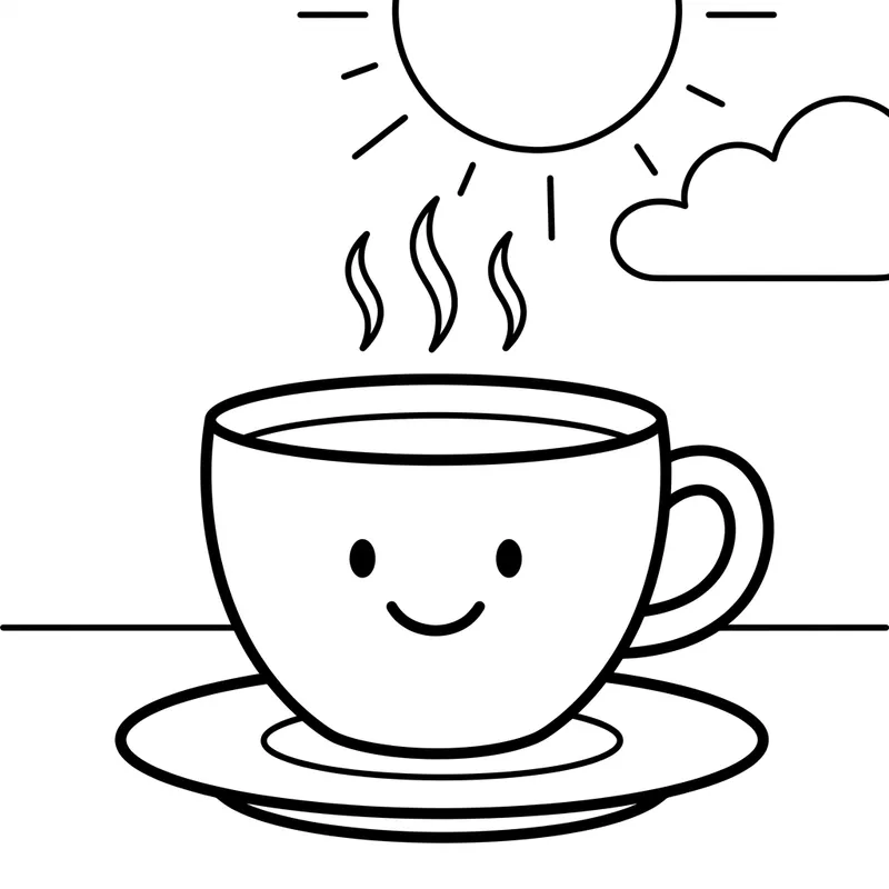 Simple Tea Cup Coloring Page for Toddlers
