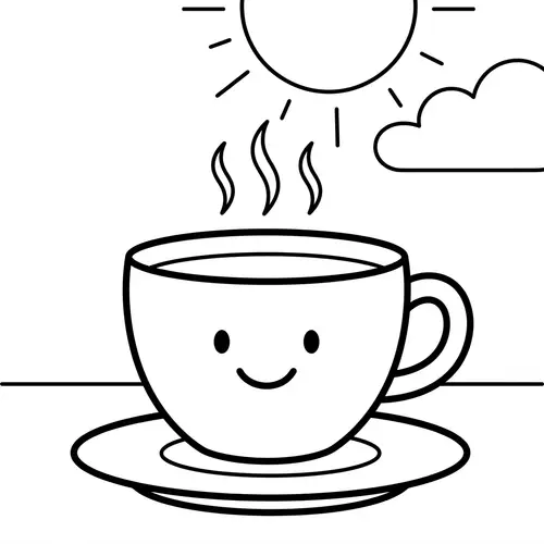 Kid-Friendly Tea Cup Coloring Page for 2-Year-Olds