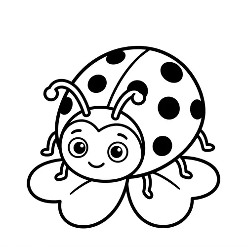 Cute Ladybug Coloring Page for Kids | Easy and Fun Design