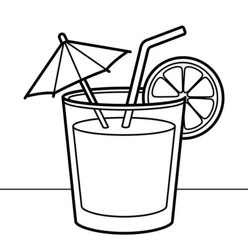 Simple Line-Art Non-Alcoholic Cocktail for Kids