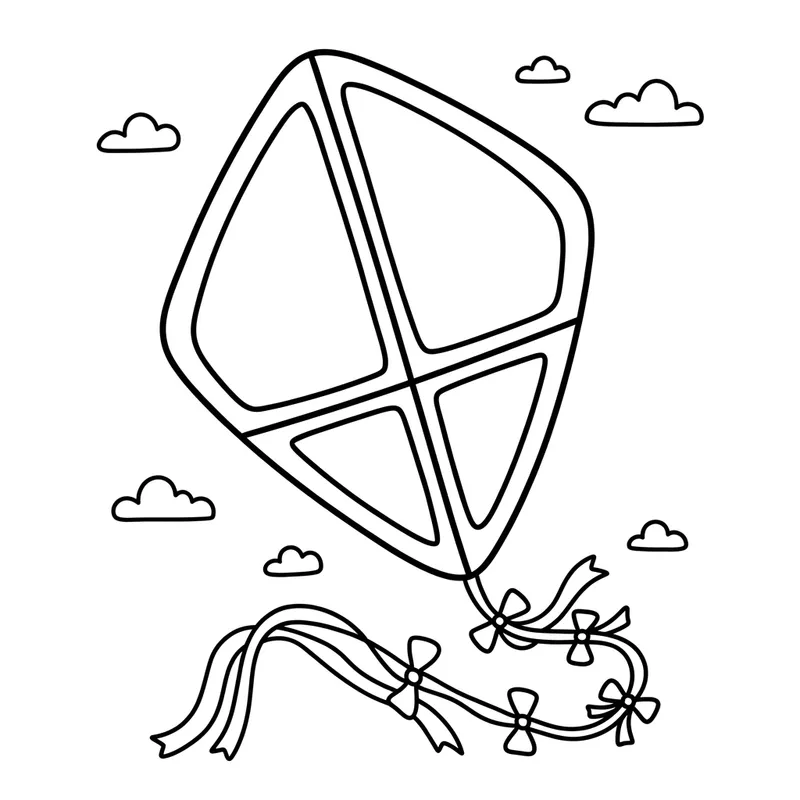 Delightful Kite Coloring Page: Simple & Whimsical Design for Kids Delightful Kite Coloring Page: Simple & Whimsical Design for Kids