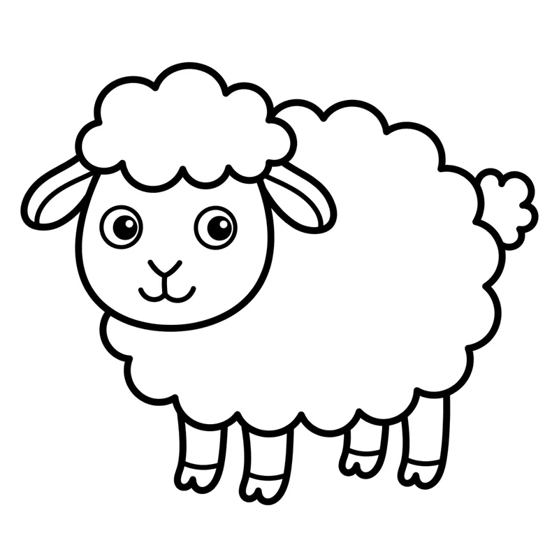 Simple Sheep Coloring Page for Young Children Simple Sheep Coloring Page for Young Children