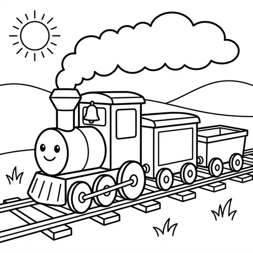 Simple Train Coloring Page for Kids