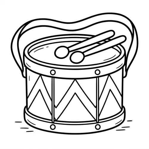 Cute Toy Drum Coloring Page for Kids