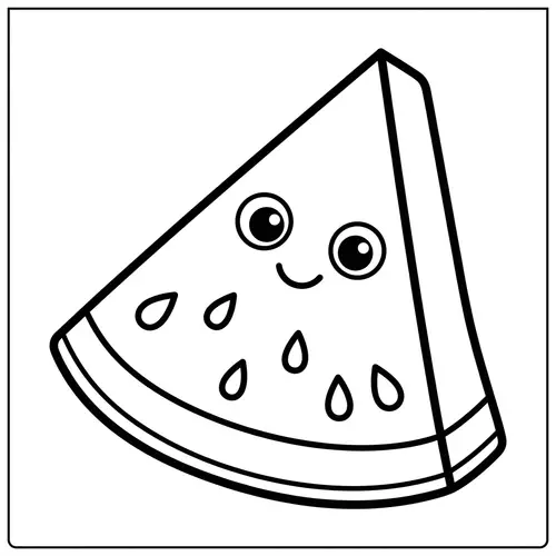 Adorable Watermelon Slice Coloring Page for Kids