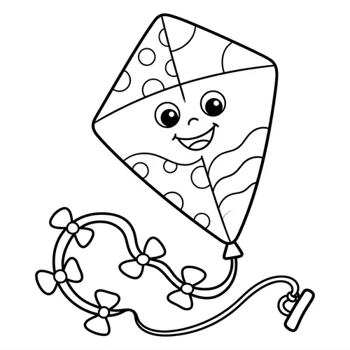 Simple & Friendly Kite Coloring Page for 3-Year-Olds