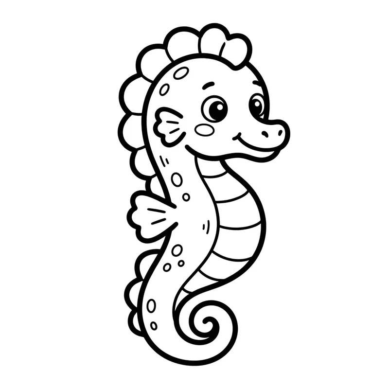 Cute Sea Horse Coloring Page for Toddlers