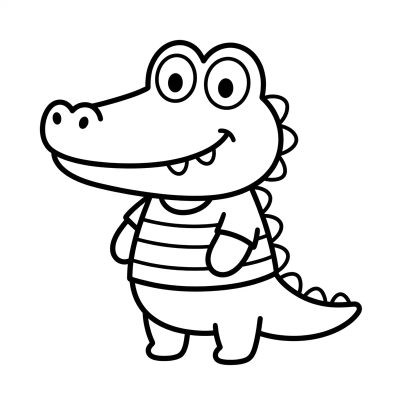 Simple Cute Crocodile Coloring Page for Toddlers