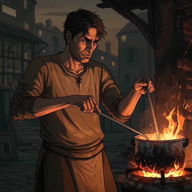 Artistic Outdoor Cooking Scene in Graphic Novel Style