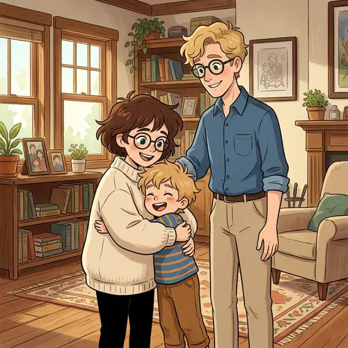 Jujutsu Kaisen Anime Scene with Petite Woman, Little Boy, and Tall Man