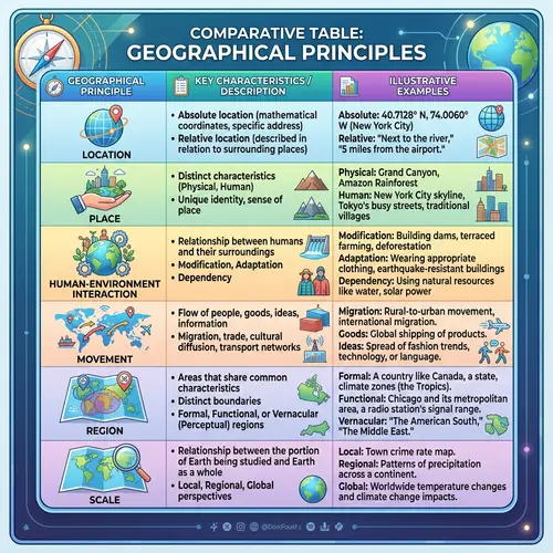 Geographical Principles: Comparative Table & Examples