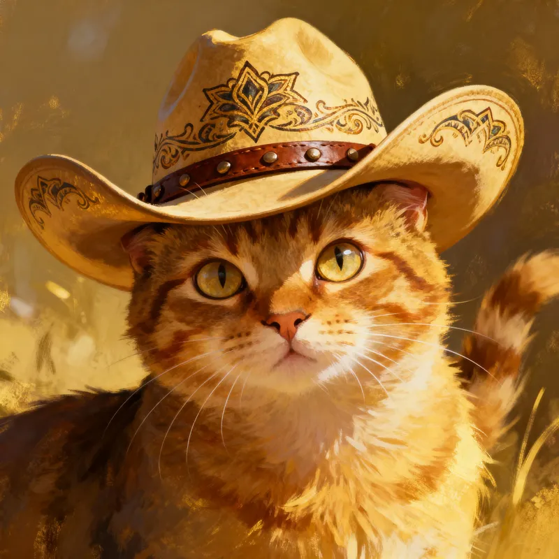 Adventurous Cat in a Cowboy Hat