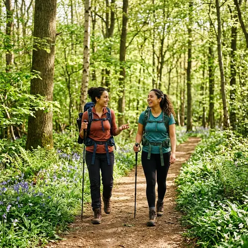 Tranquil Spring Forest Hike with Companions