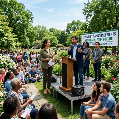 Diverse Civil Management Public Address in Community Park