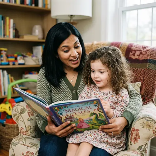 Captivating Fairy Tale: Little Girl and Mother's Tender Moment