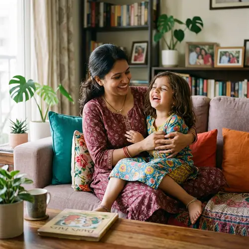 Family Time: Girl Sits on Mother's Lap | Quality Time Together