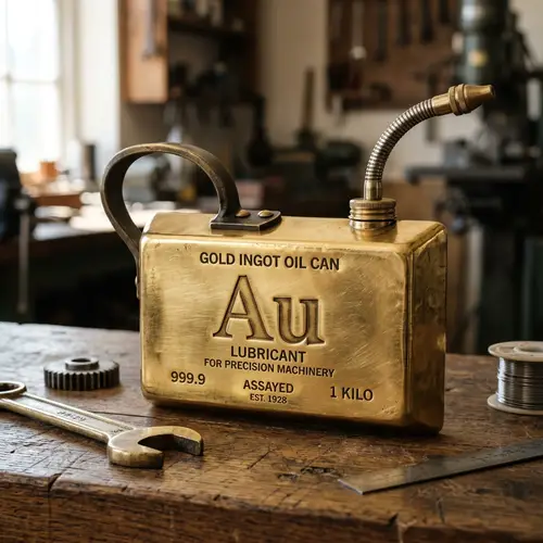 Gold-Colored Oil Can with 'Au' Inscription