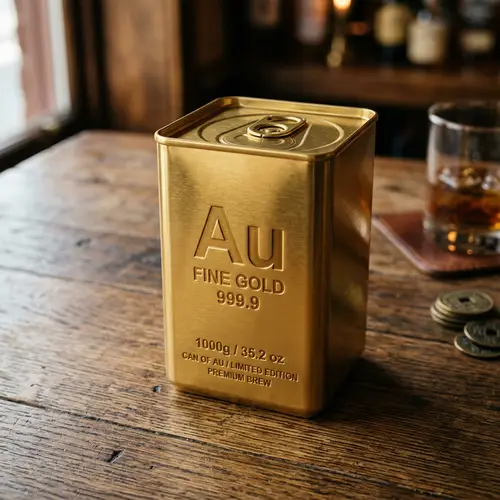 Gold Ingot-Shaped Can with Au Words