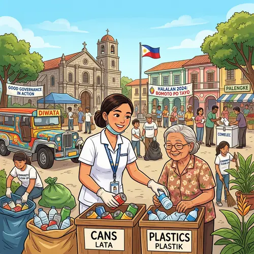 Filipino Student Nurse Promoting Good Governance Through Community Clean-Up