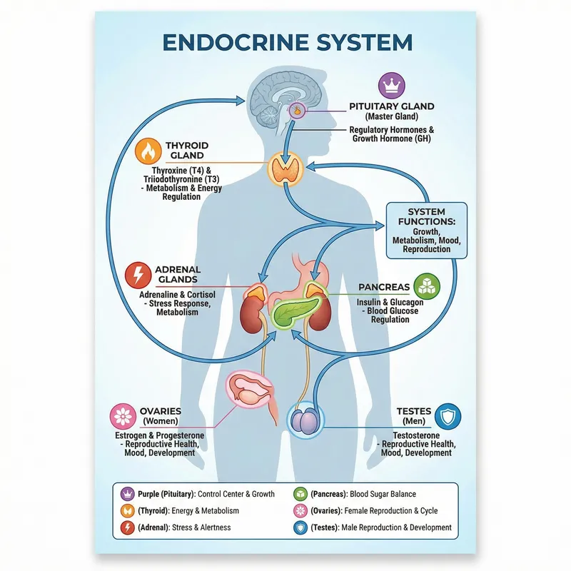 Endocrine System Schematic Diagram & Functions