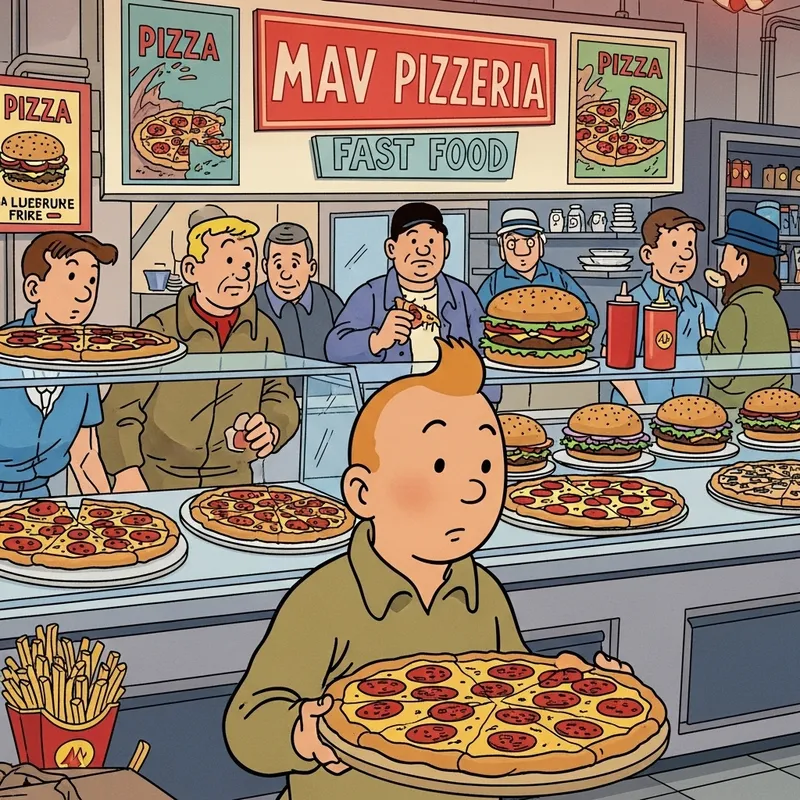 Tintin at Mav Pizzeria: Fast Food Adventures