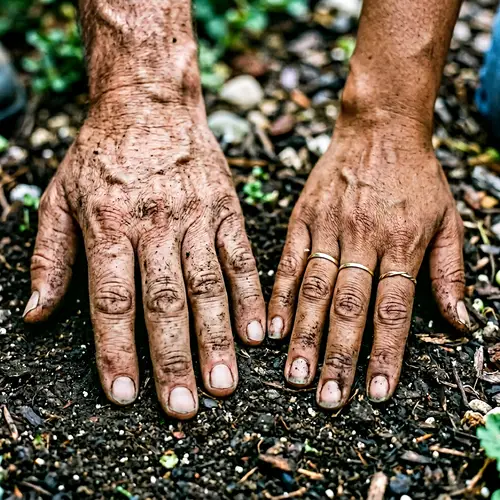 Diverse Hands in Soil: Symbol of Hard Work and Unity