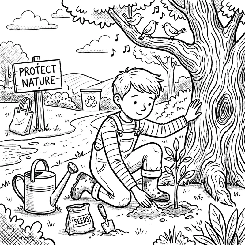 A Boy's Connection with Nature: Cultivating Harmony and Respect