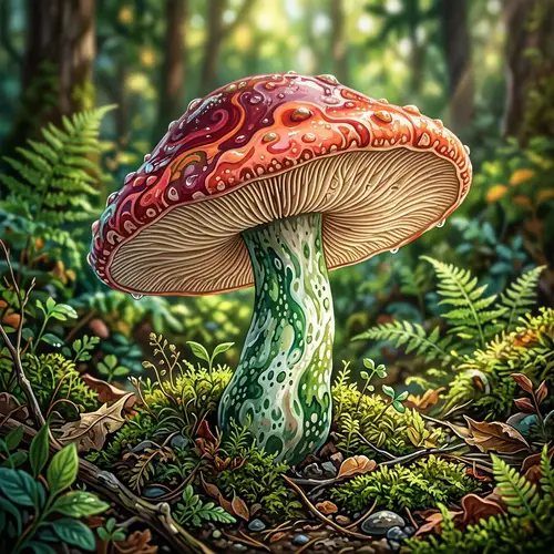 Vibrant and Whimsical Mushroom Portrait
