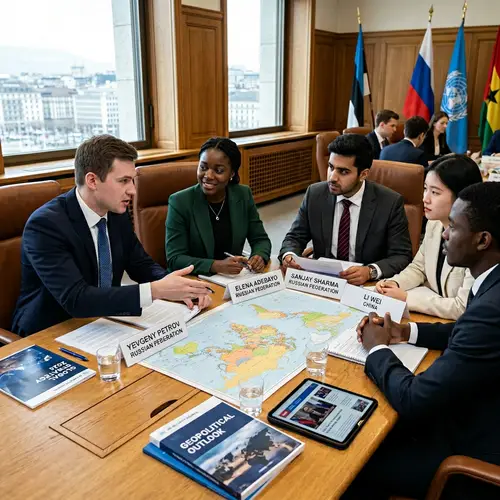 Young Russian Diplomats Discussing Global News