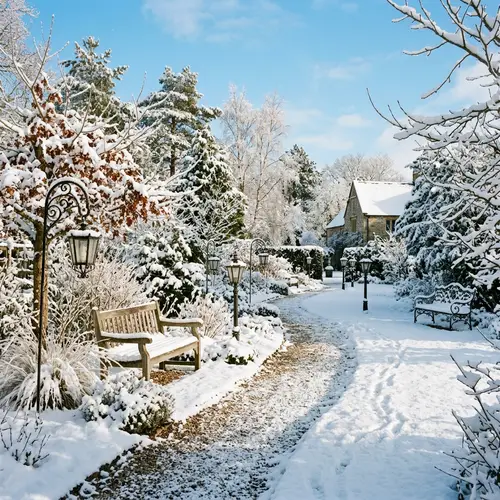 Winter Garden Bliss: Snow-Covered Serenity