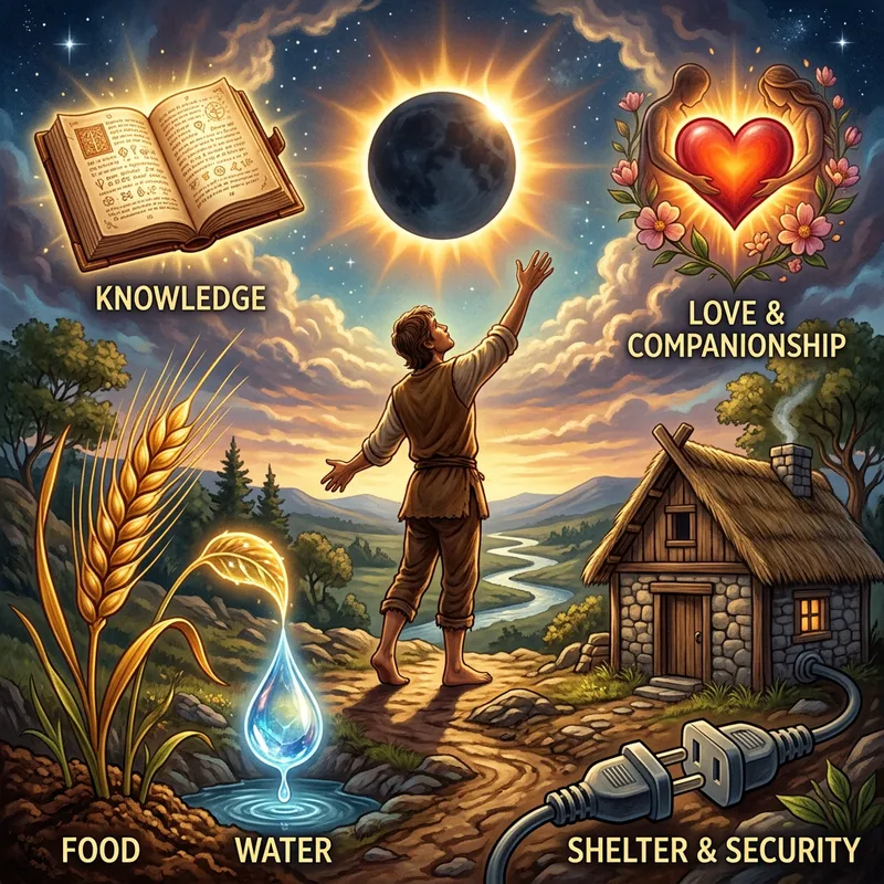 Human Needs: Escasez, Warmth, Shelter, Food, Water, Knowledge, Love