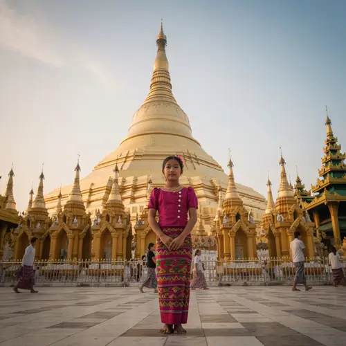 Graceful Burmese Girl at Shwedagon Pagoda