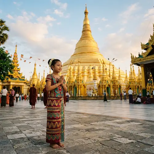 Graceful Burmese Girl at Shwedagon Pagoda