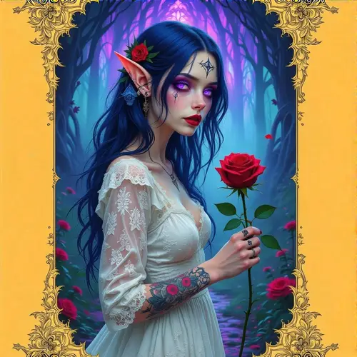 Gothic Elf in Mystical Dreamscape - Enchanting Art