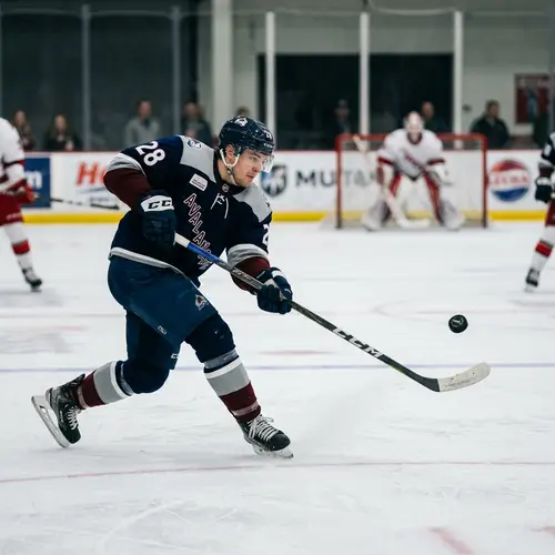 Ice Hockey Player Shoots: Action and Skill