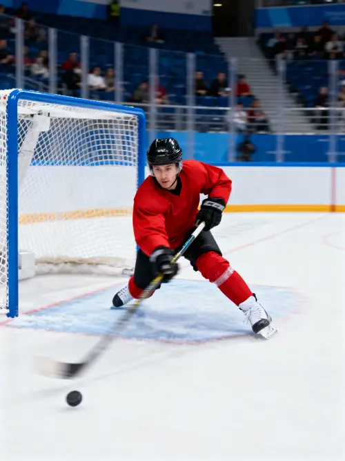 Ice Hockey Player Shoots: Action and Skill
