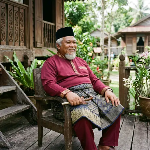 Traditional Malay Attire: Aged Man in Baju Melayu