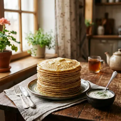 Lush and Delicious Russian Pancakes - Golden Brown Blini Stack