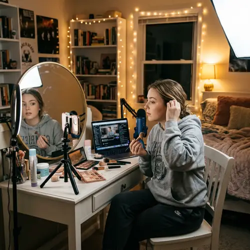 Personal Live Streaming: Young Woman Prepping for OnlyFans