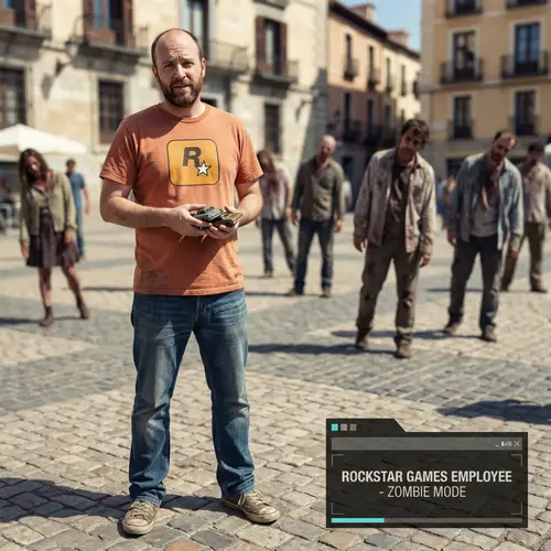 Rockstar Games Zombie Employee in GTA 5 Style