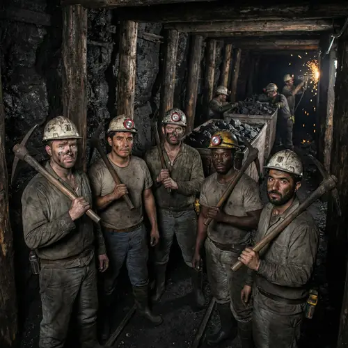 Diverse Group of Miners at Work in Coal Mine | Hardworking Team