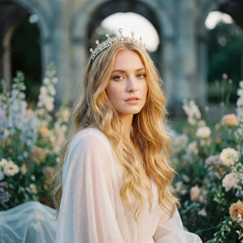 Dreamy Blonde in Ethereal White Gown | Enchanting Portrait