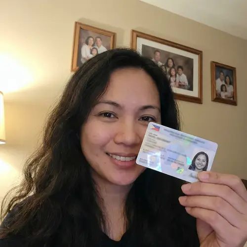 Selfie Fun: Filipina Woman with ID Card