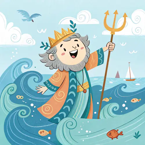 Cheerful Water God - Mythical Deity in Art