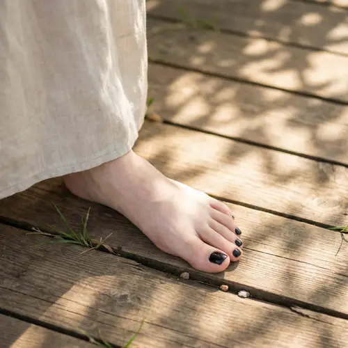 Elegant Foot with Glossy Black Nail Polish