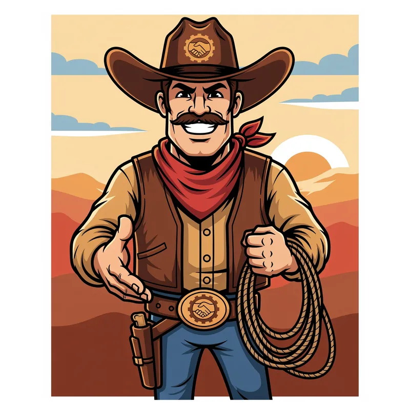Cowboy Union Mascot in Brown Theme Design
