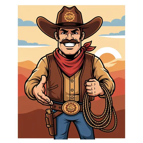 Cowboy Union Mascot in Brown Theme Design