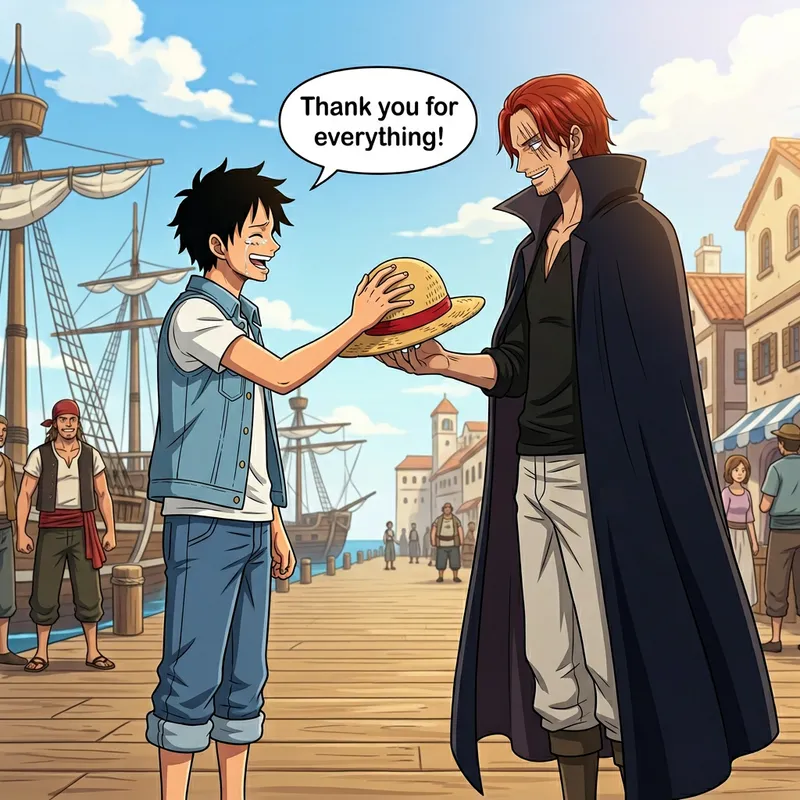 Luffy Returns Straw Hat to Shanks - A Proud Moment